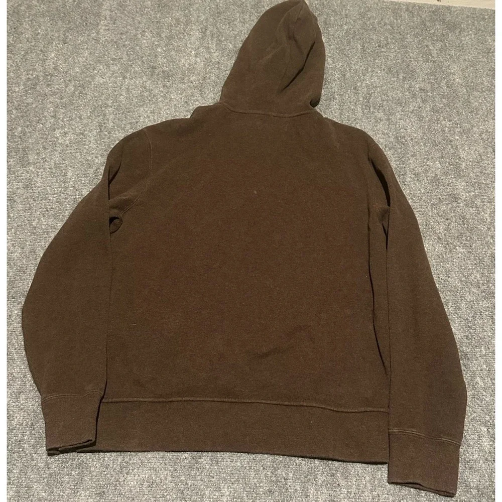 Polo Ralph Lauren Double Zip Hoodie Brown Men's L Sweatshirt 100% Cotton Vintage
